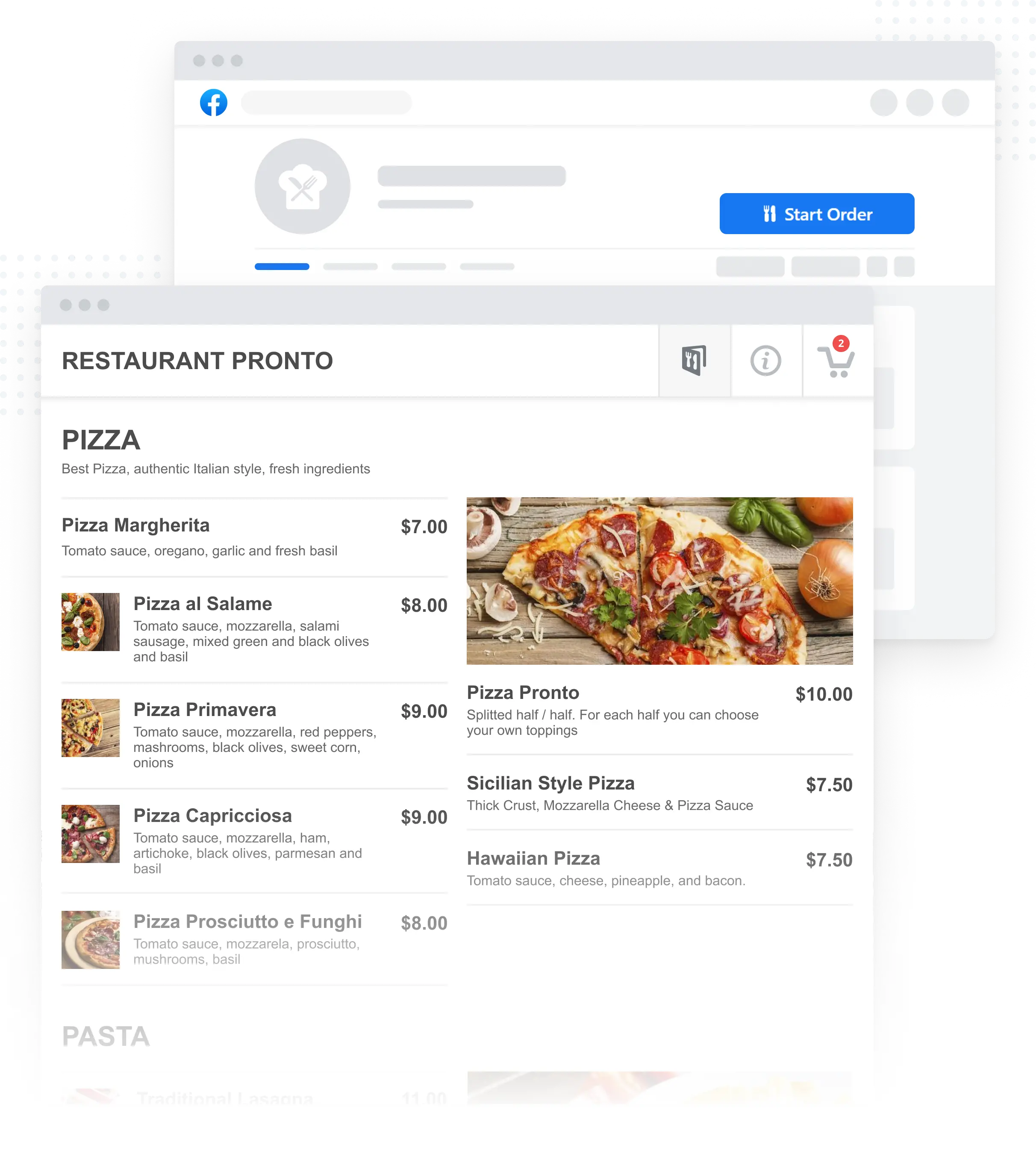 Facebook Ordering Interface